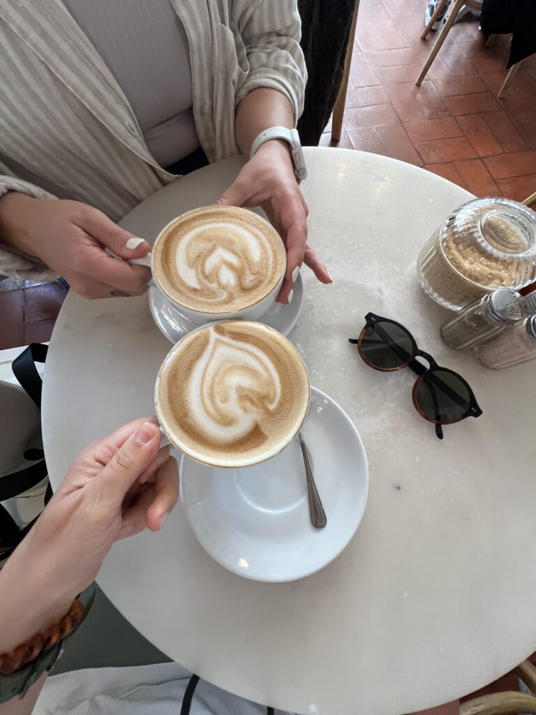 Friends catching up over coffee. 