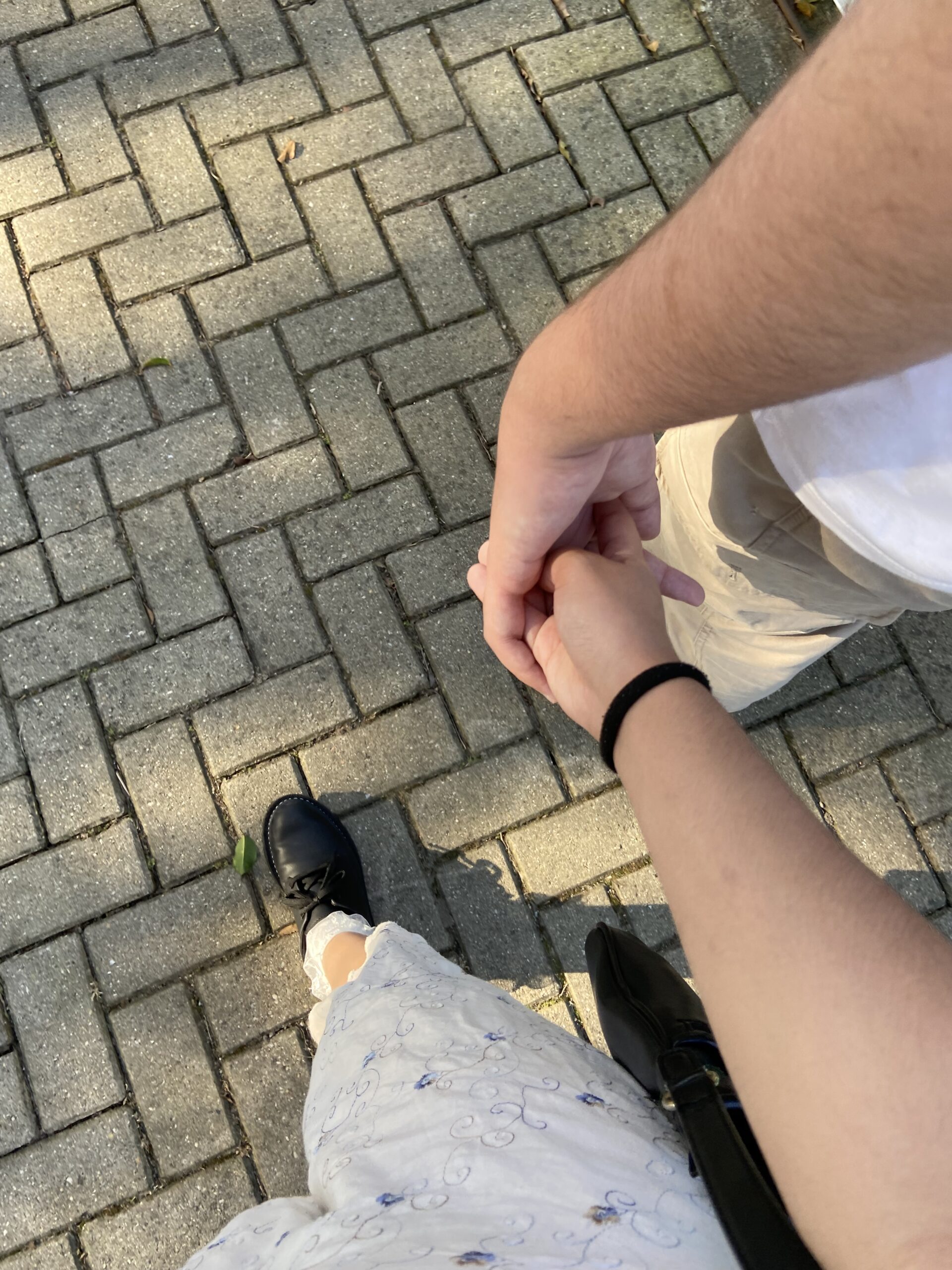 Couple holding hands.