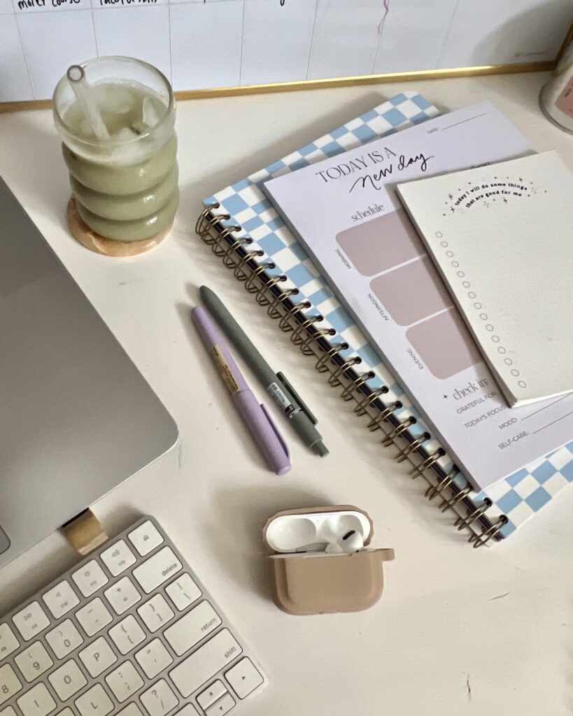 Desk of a college student.