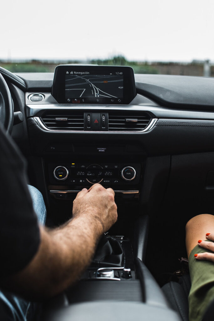 Couple driving in a car.