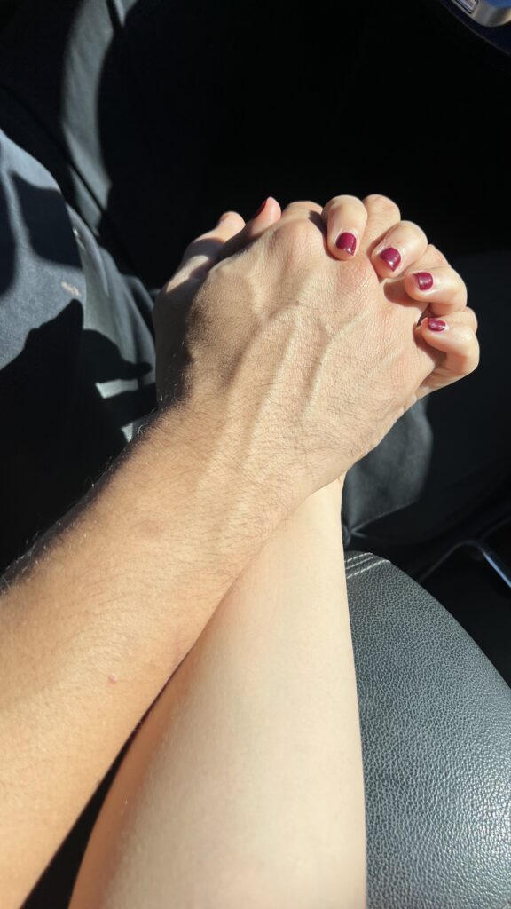 Couple comforting each other in Brooklyn