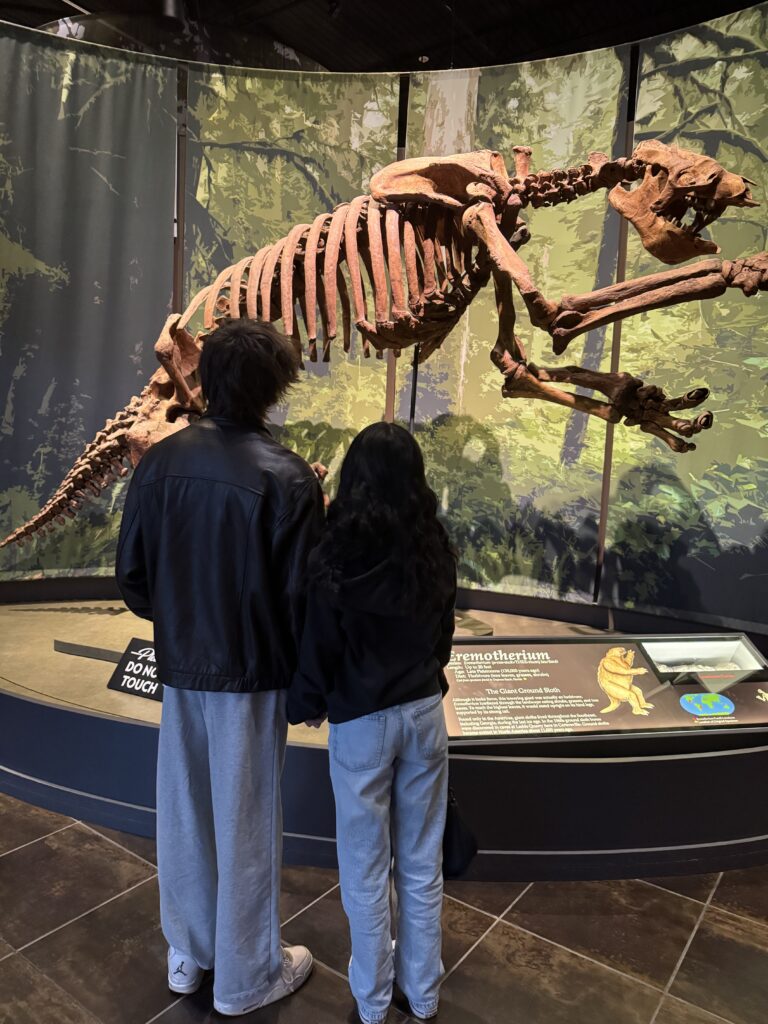 Couple having a date in a museum holding hands at Brooklyn