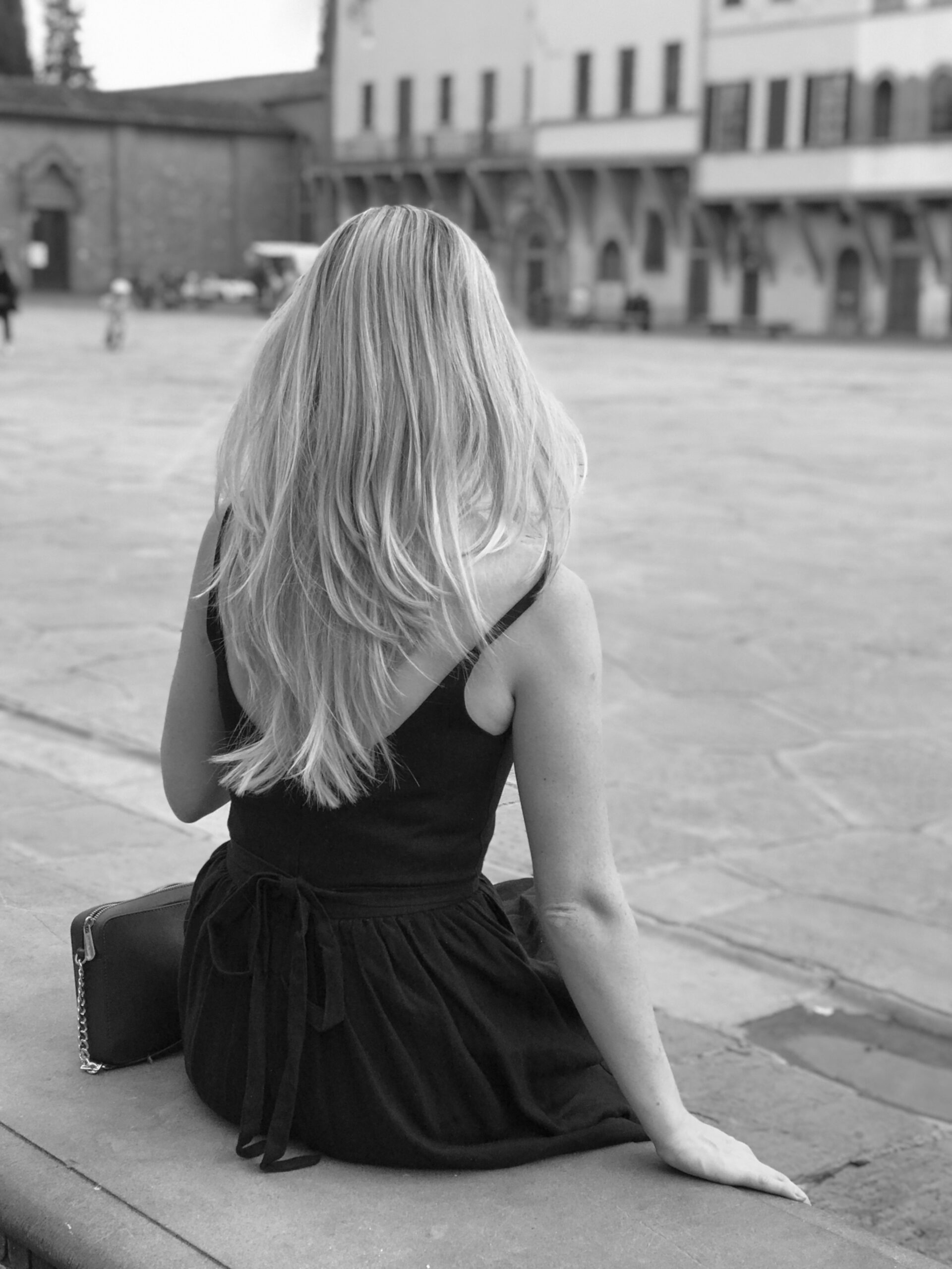 Girl sitting alone to think at New York