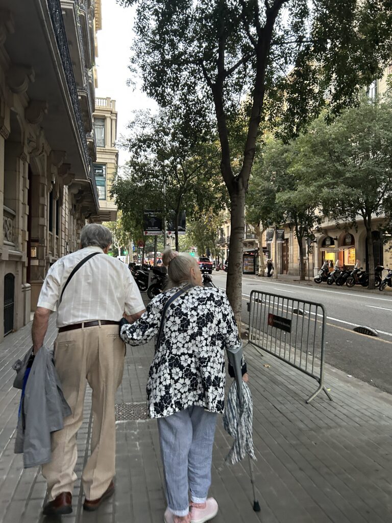 Old couple that are still loving each other throughout the years at New York