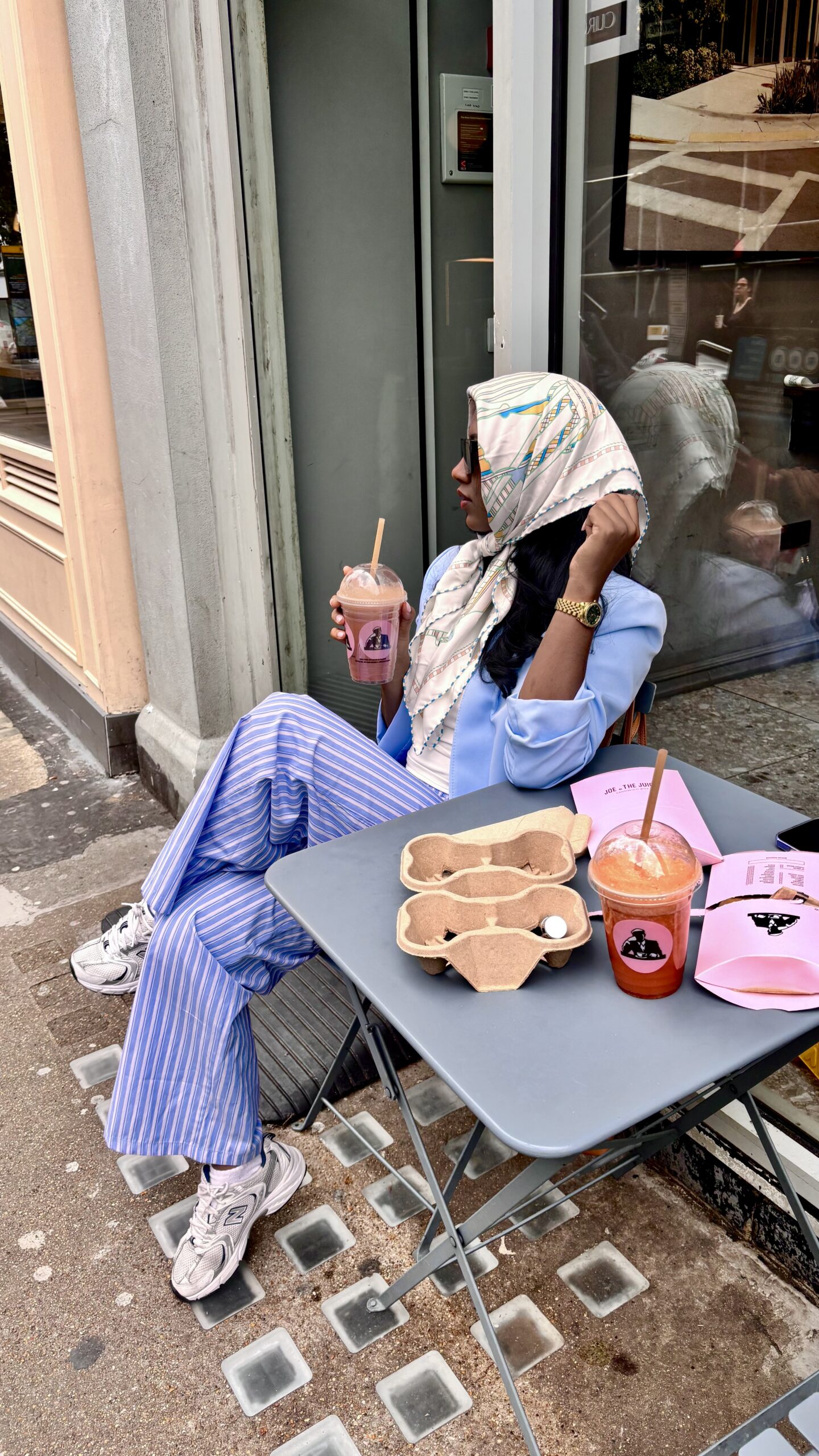 Woman taking herself out on a date at Manhattan