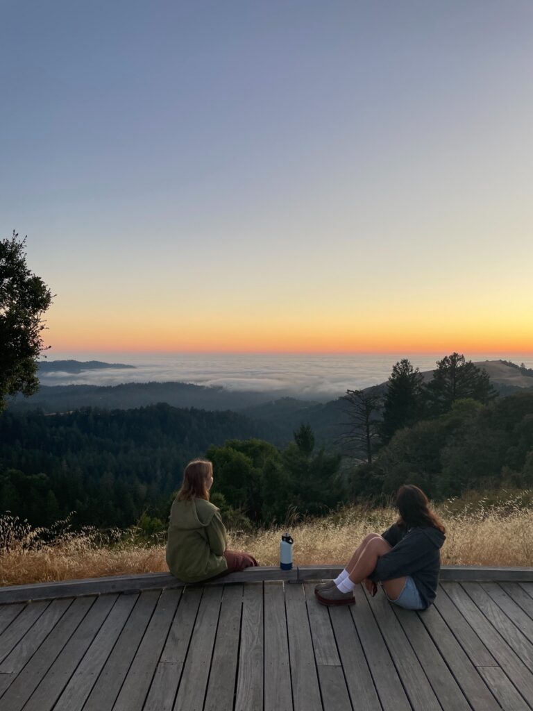 Couple trying to communicate their feelings and fixing their problems while sitting and admiring the view at Manhattan