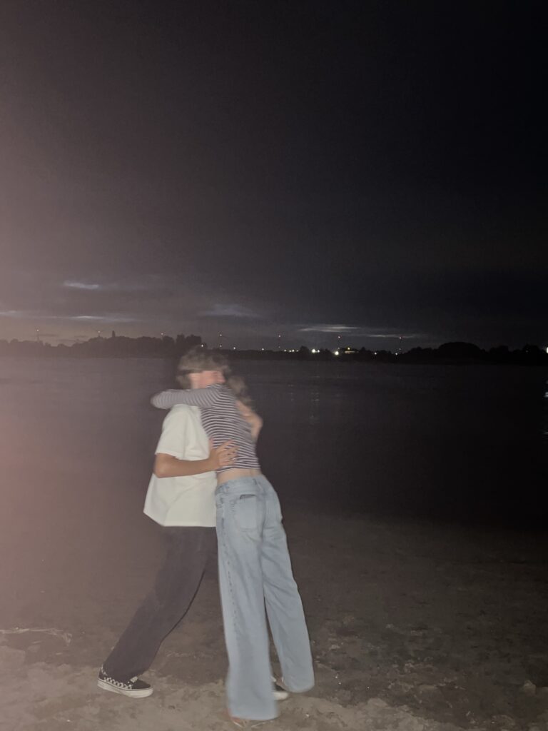Couple embracing each other after a huge problem at Manhattan