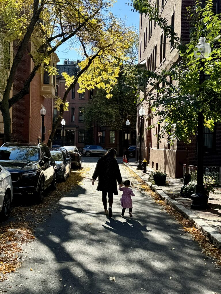 Mother spending her time with her child instead of overthinking on her self-worth as a mom at Brooklyn