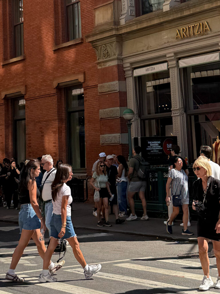 Crowded street during summer at New York