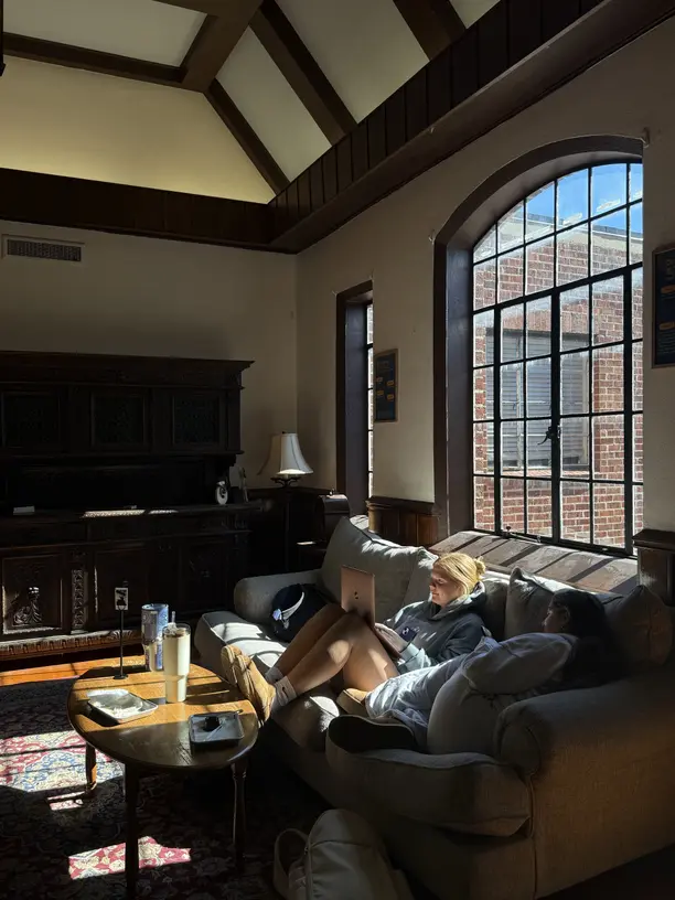 Student taking her time to rest and socialize at Manhattan
