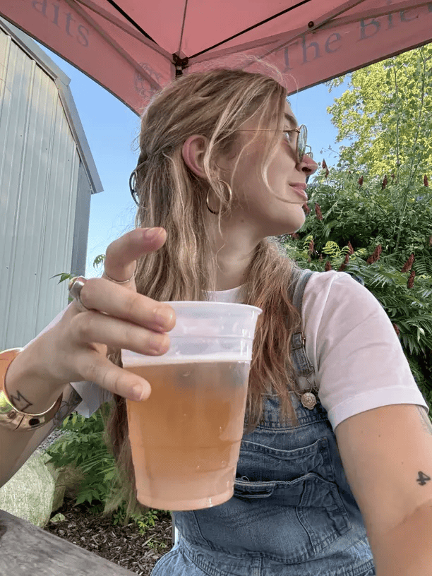 Woman enjoying her quiet summer time alone at Manhattan